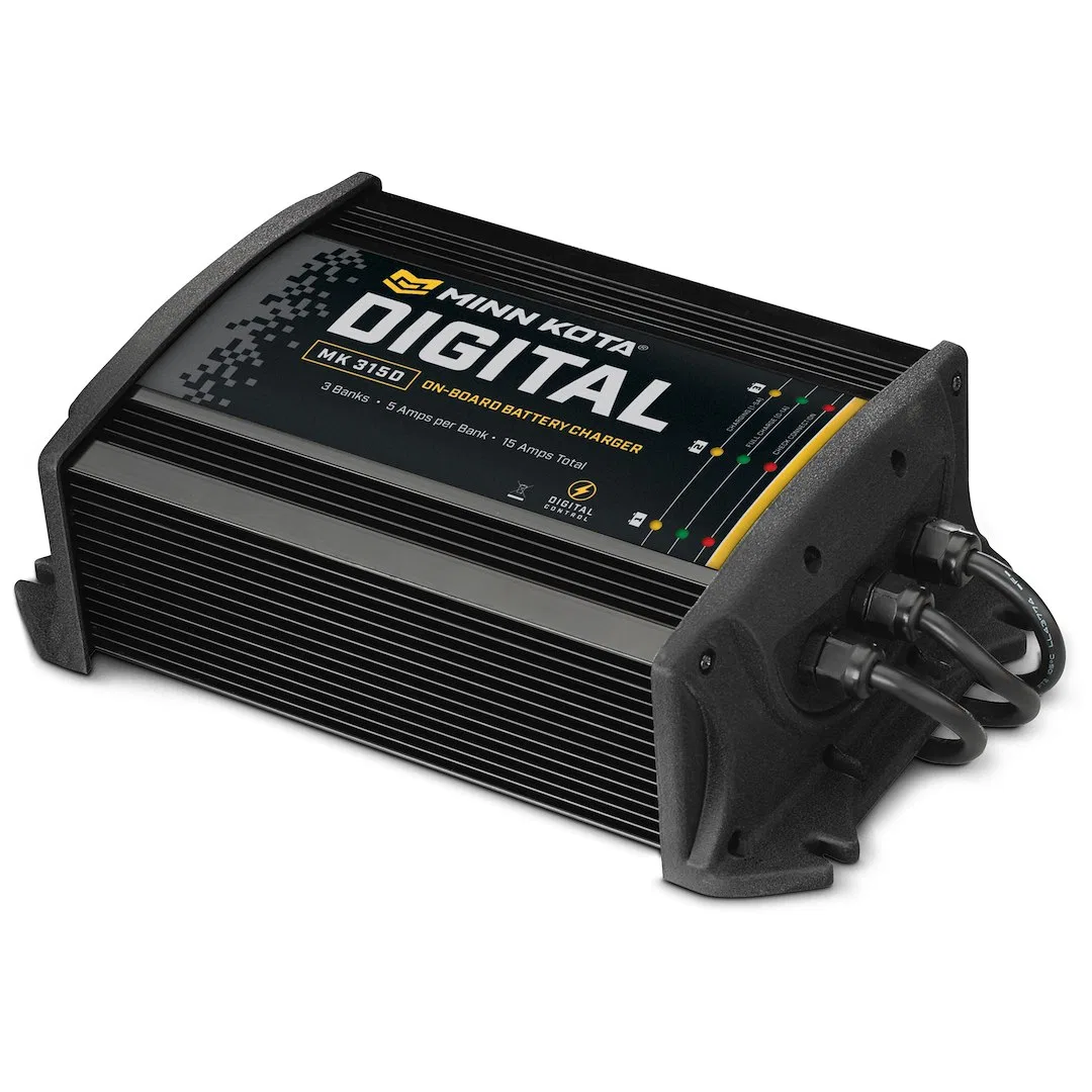 1823155 – MINN KOTA Battery Charger, For 12 Volt Flooded Lead Acid/ 12 Volt AGM/ 12 Volt Lithium LiFePO4 On-Board 3-B...